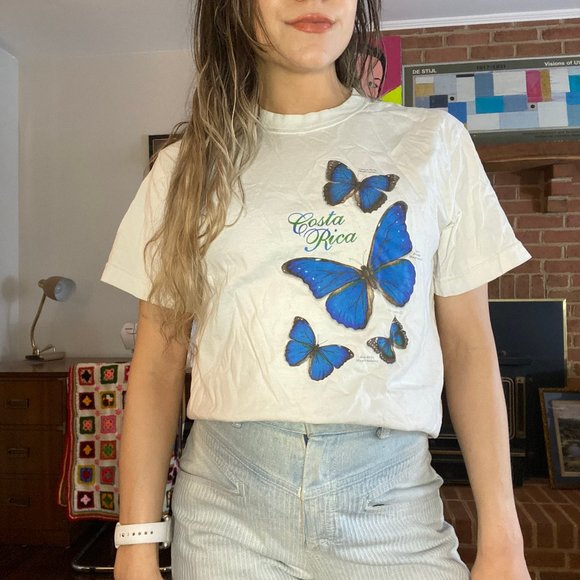Vintage 90s Butterfly Identification Costa Rica Tee Tucan Tico Wildlife … - Picture 3 of 15